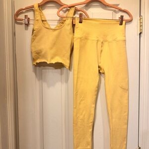 Spiritual Gangster Leggings Bra Matching Set Butter Yellow Xs/s Free People